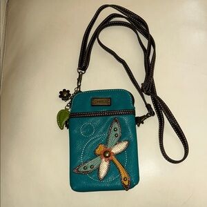 Chala Turquoise Crossbody Bag with Dragonfly Accent